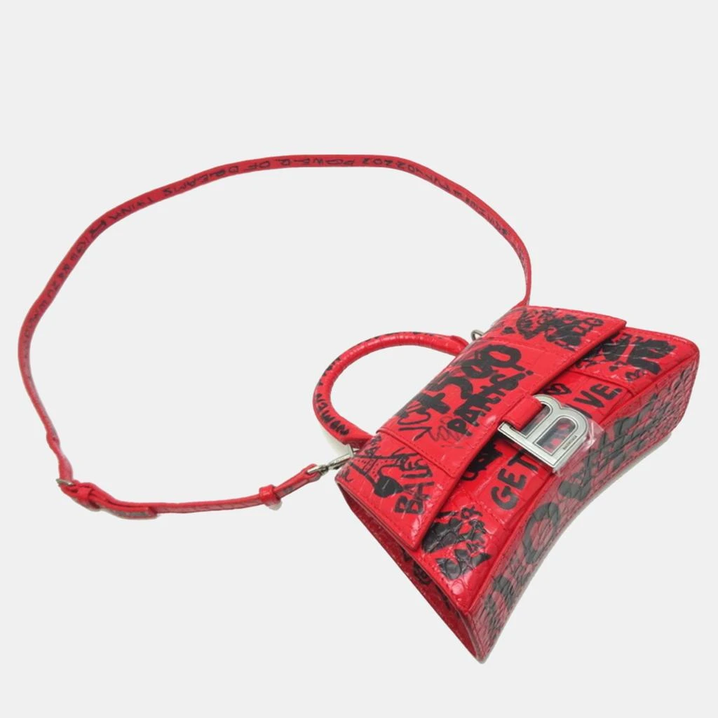 Balenciaga Balenciaga Red Leather Graffiti Hourglass XS Top Handle Bags 2