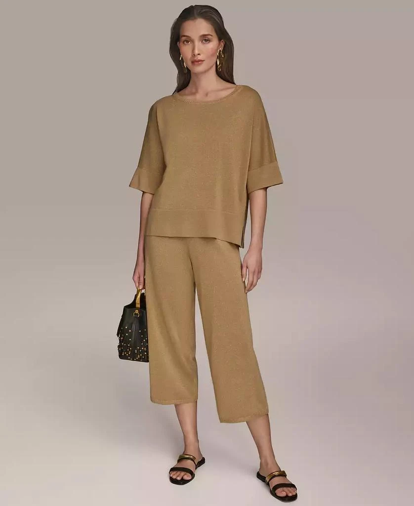 Donna Karan Women's Elbow-Sleeve Metallic Sweater 4