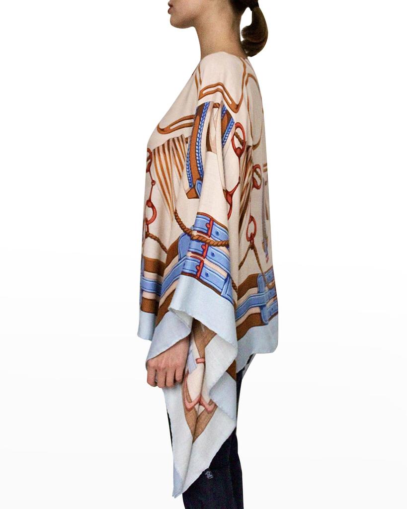 Rani Arabella Printed Cashmere-Blend Scarf Poncho