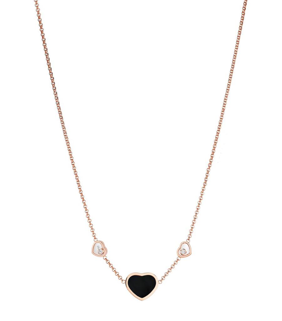Chopard Rose Gold, Diamond and Onyx Happy Hearts Pendant