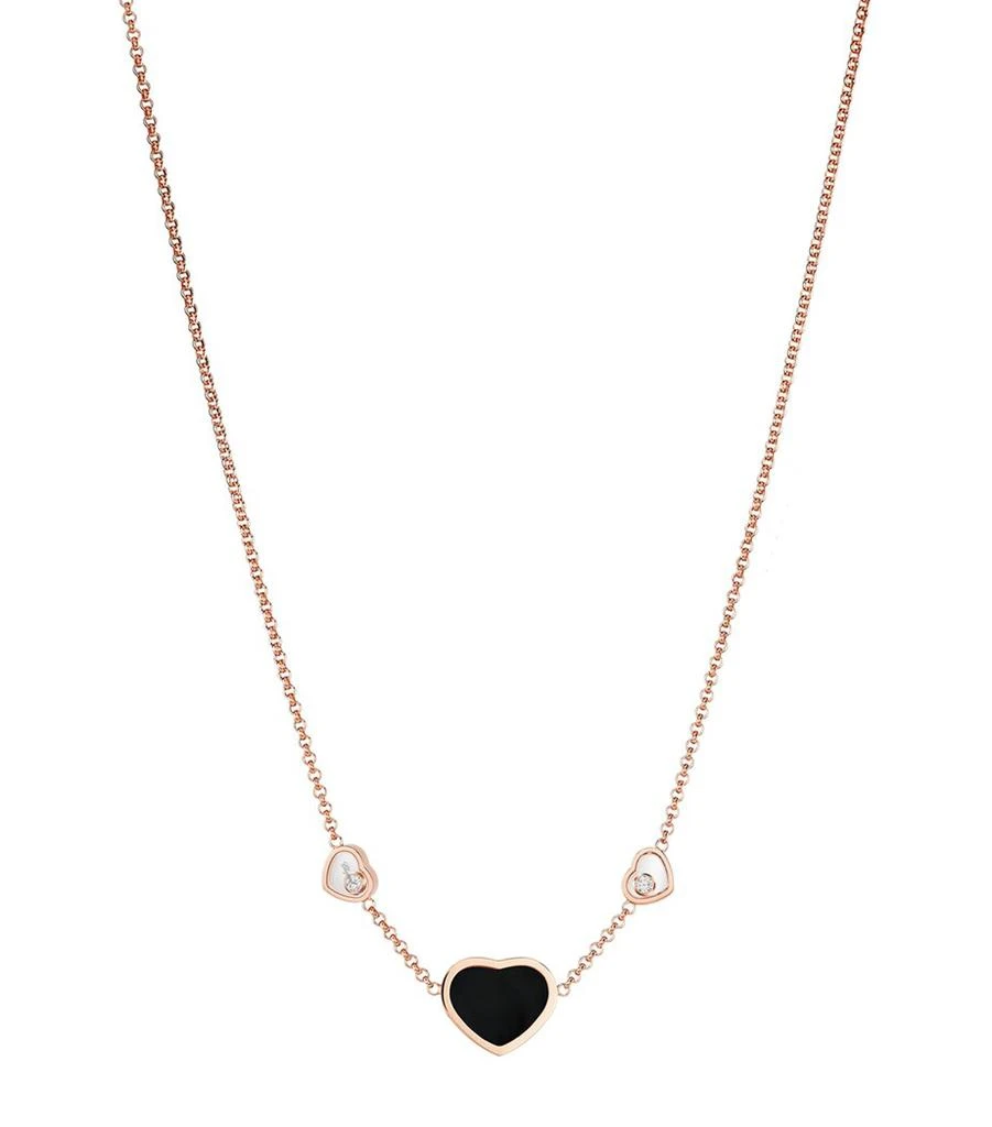 Chopard Rose Gold, Diamond and Onyx Happy Hearts Pendant 1
