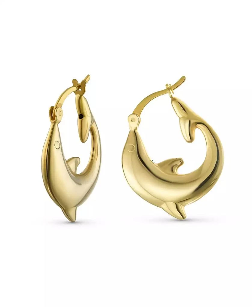 Bling Jewelry Hawaiian Nautical Vacation Honeymoon Ocean Marine Life Dolphin Hoop Earrings .925 Sterling Silver Teen