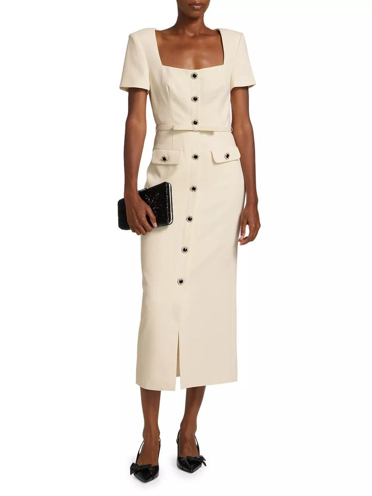 Self Portrait Crêpe Button-Front Midi-Dress 2