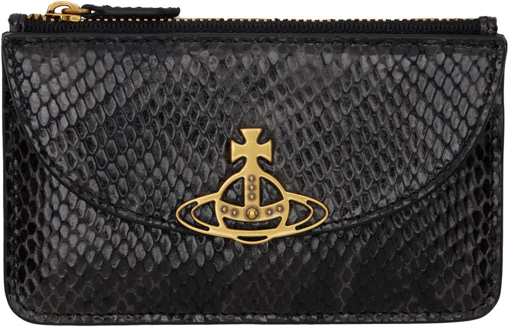 折りたたみ財布 Vivienne Westwood Half Moon Flat Card Holder Black 54030002U Vivienne Westwood Black Half Moon Flat Card Holder - Bags