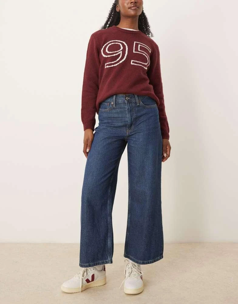 Abercrombie & Fitch Abercrombie & Fitch high rise cropped wide leg jean in blue wash 1