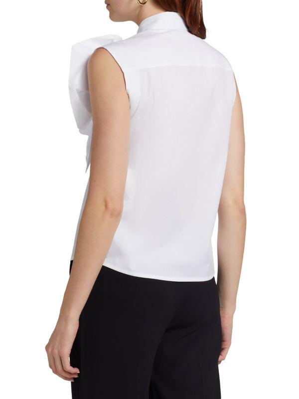 Chiara Boni Fusina Rosette-Accent Cotton Button-Front Top