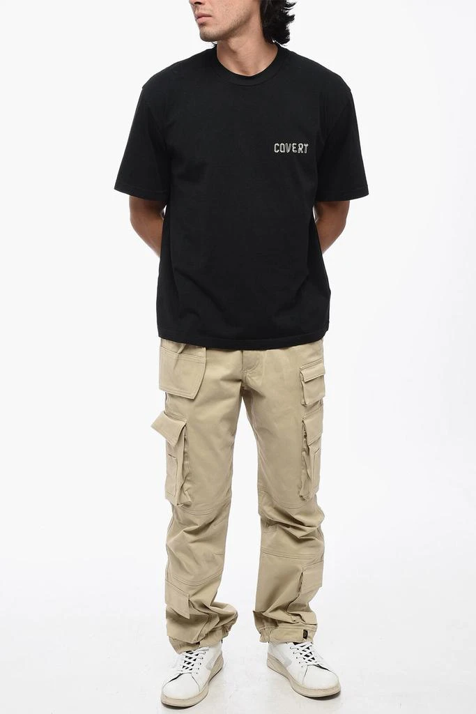 COVERT Solid Color Crew-neck T-Shirt with Printed Logo 4