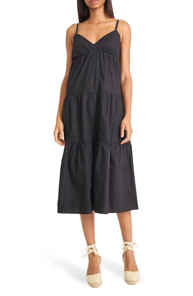 V-Neck Tiered Cotton Midi Dress – On Sale Now with Up to 73% Off