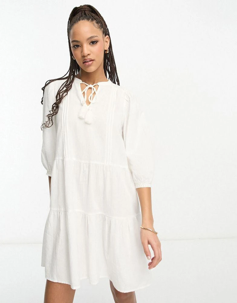 VERO MODA Vero Moda lace detail smock mini dress in white 2