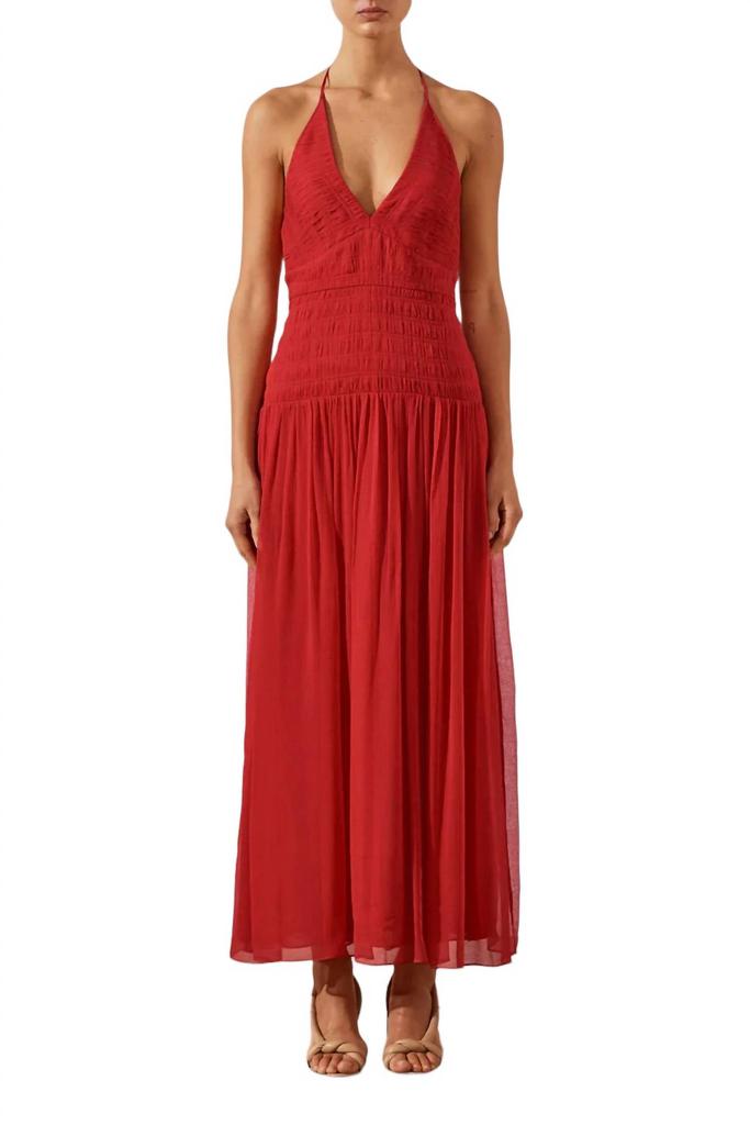 Shona Joy HALTER TIE MIDI DRESS