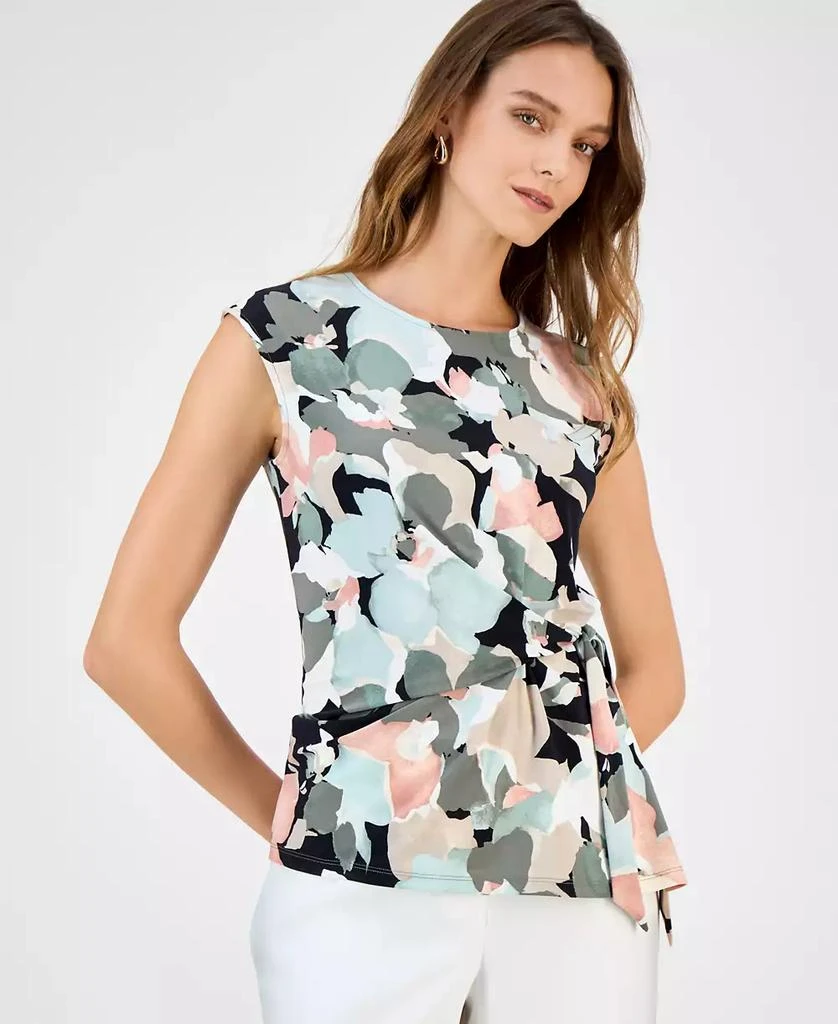 Kasper Women's Printed Side-Tie Sleeveless Top 1