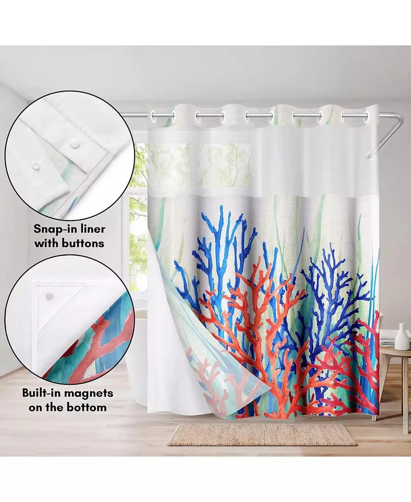 Americanflat Hookless Coastal Shower Curtain with Sheer Panel, Snap-In Liner 
Grommets, 72" x 75" 4