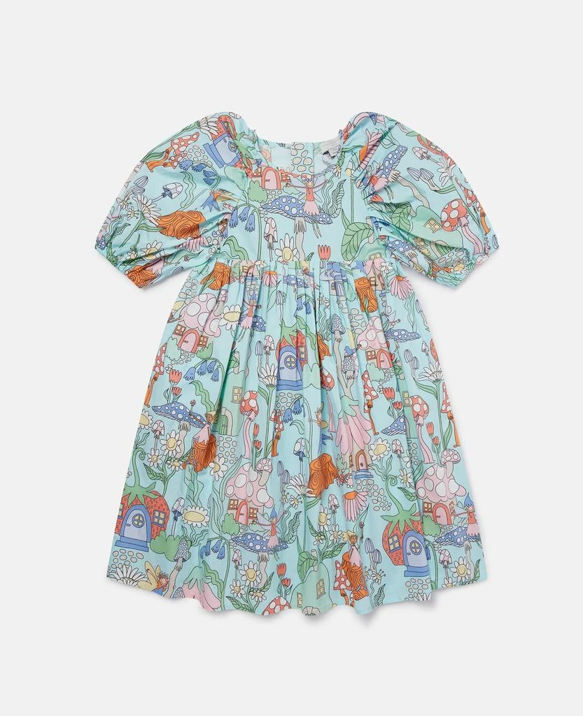 Stella McCartney Stella McCartney - Woodland Print Pleated Short Sleeve Dress, Green, Size: 12 1