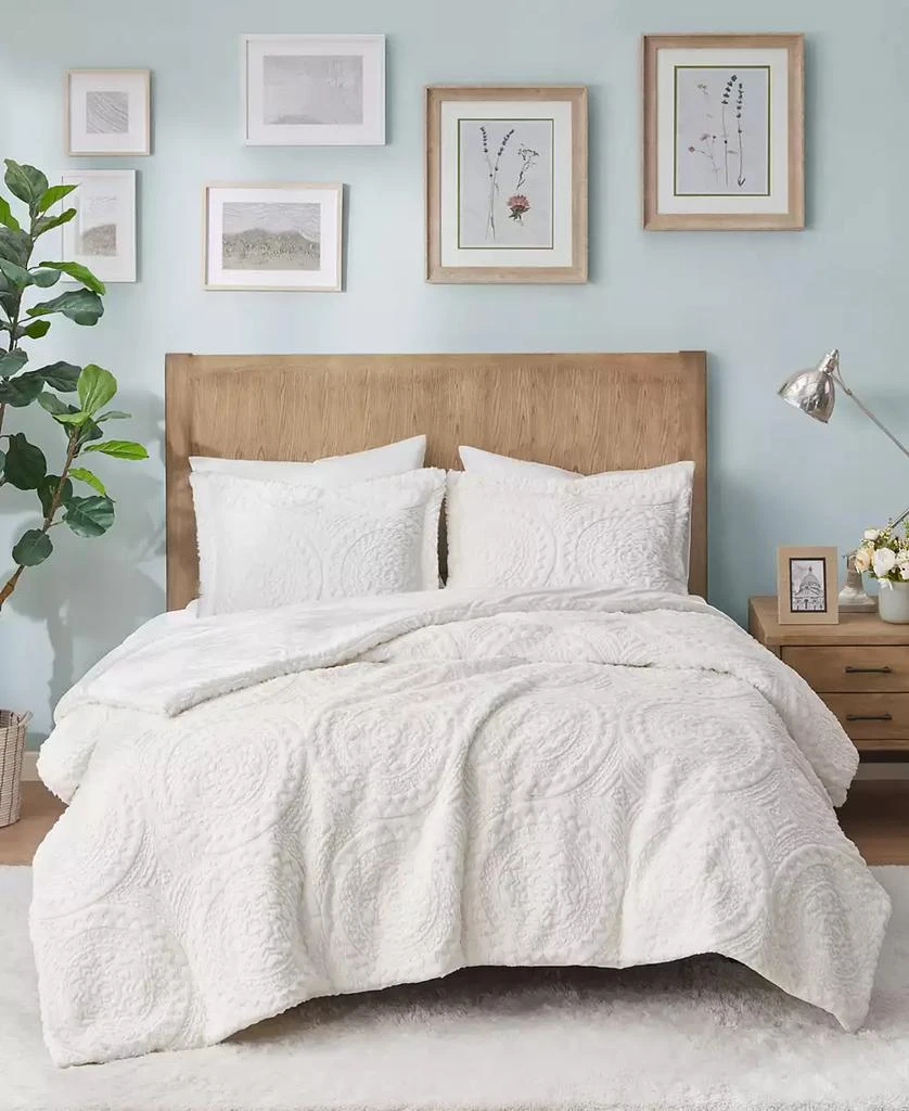 Macy's Arya Embroidered Medallion Faux Fur 3-Pc. Comforter Set 3