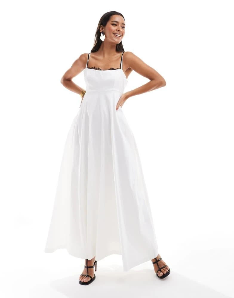 Abercrombie & Fitch Abercrombie & Fitch dipped waist lace maxi dress in white 1