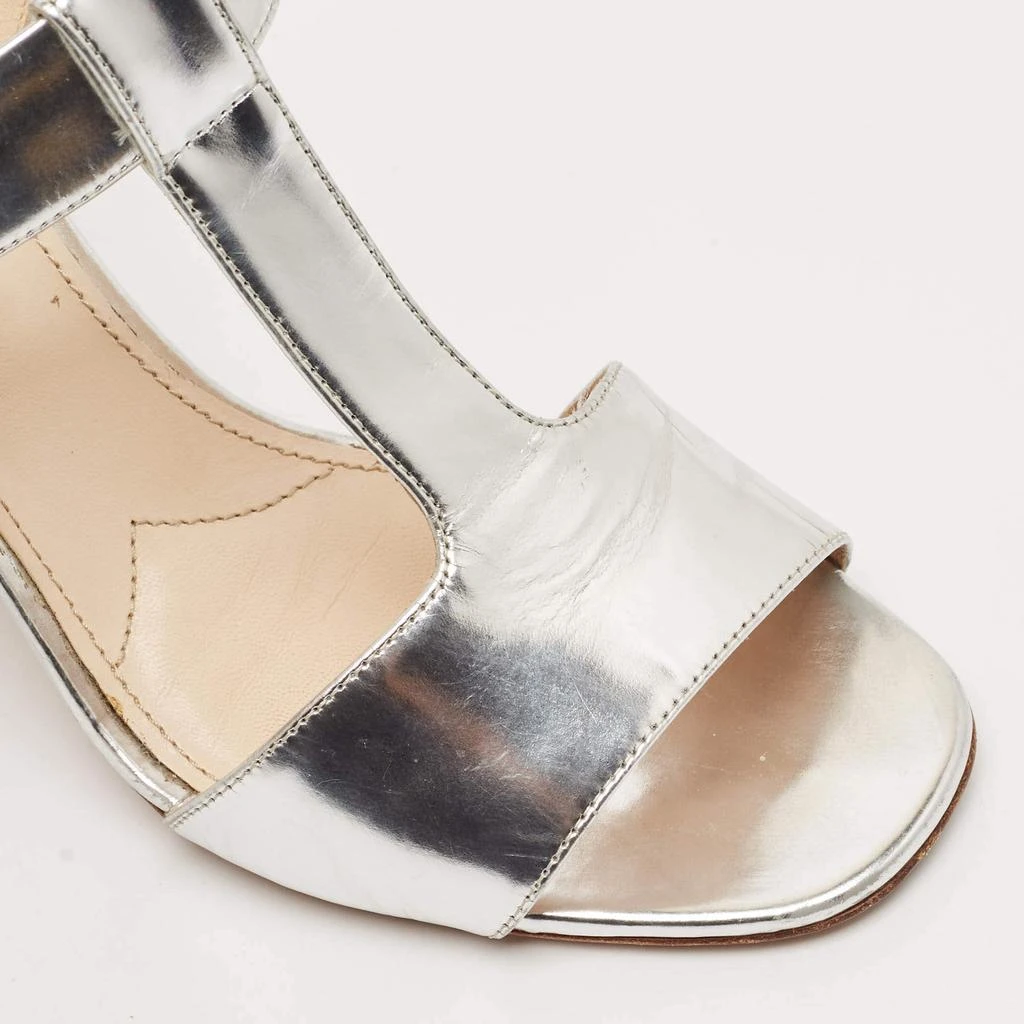 Prada Prada Silver Leather Block Heel T-Strap Sandals Size 39 7