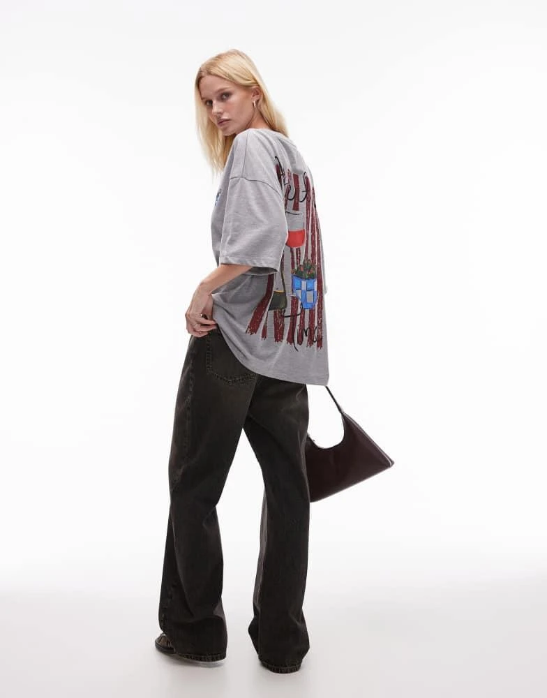 Topshop Topshop graphic Aperitivo oversized tee in grey marl 4