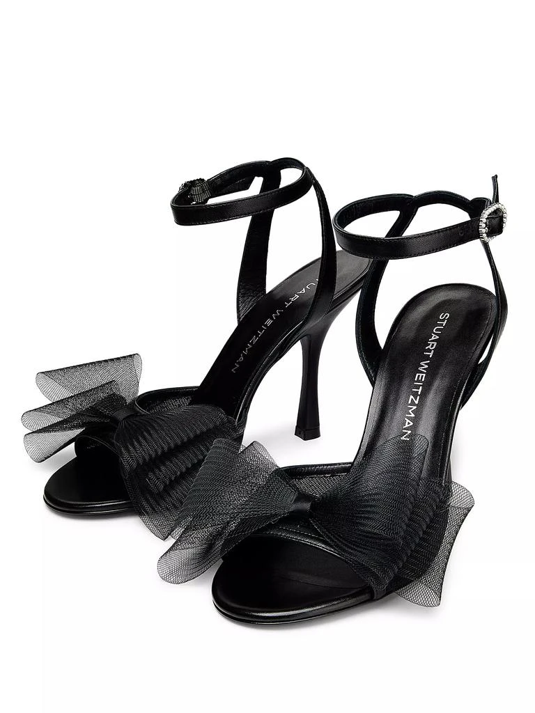 Stuart Weitzman Blushing Bow 100MM Mesh &amp; Leather Sandals 2