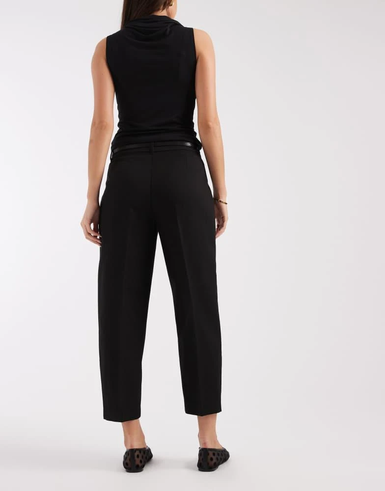 VERO MODA Vero Moda belted tailored barrel leg trousers in black 3
