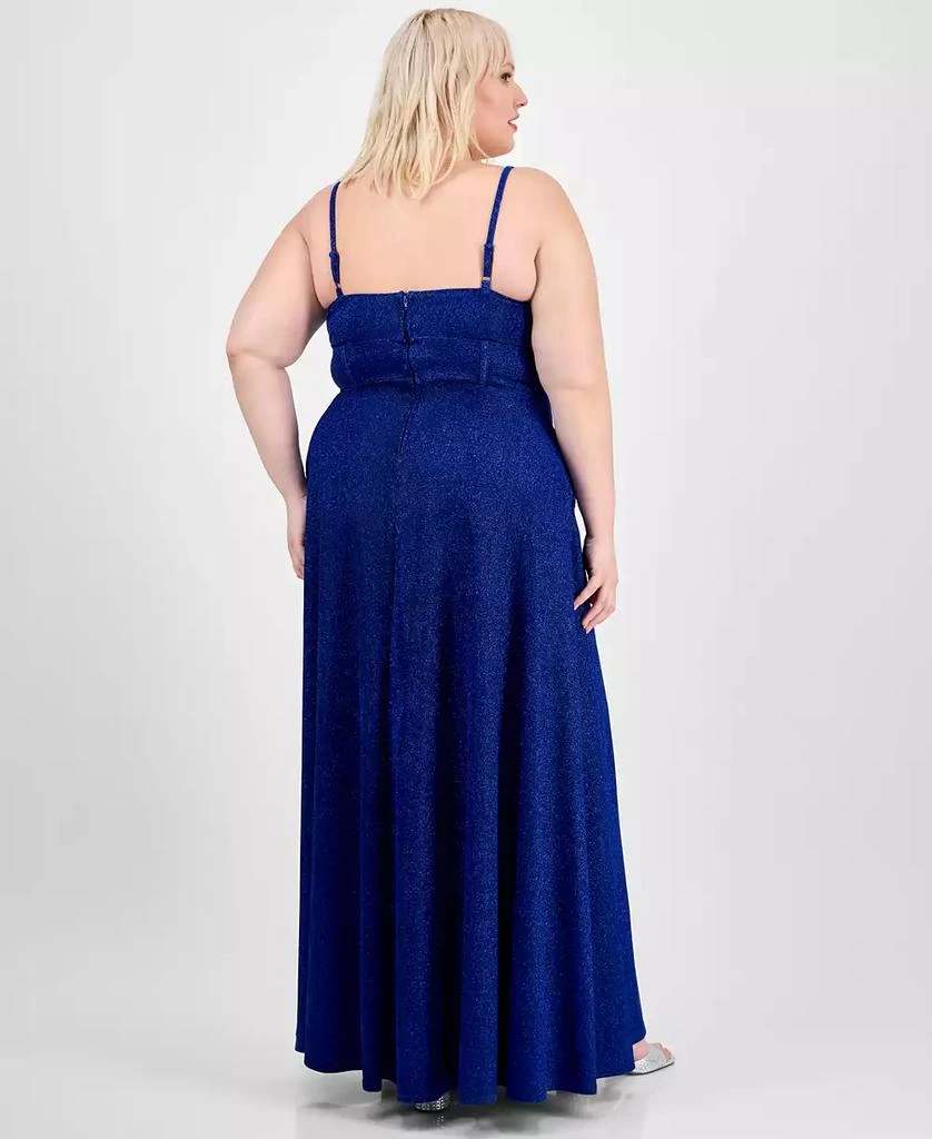 City Studios Trendy Plus Size Glitter Sleeveless Gown 5
