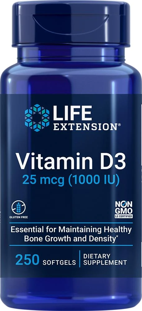 Life Extension Life Extension Vitamin D3, 1000 IU, 250 softgels - 25 mcg (25 mcg (1000 IU), 250 softgels) 1