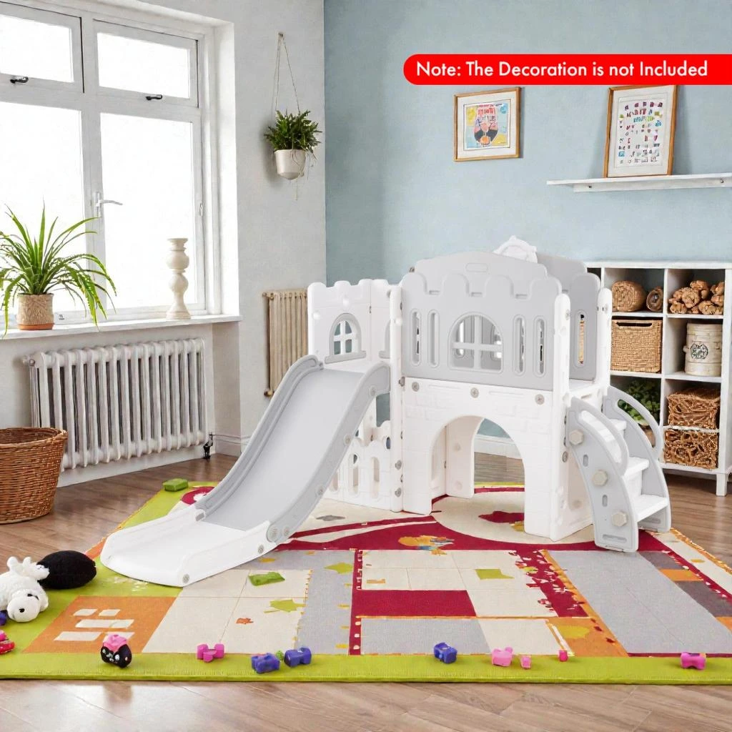 Hivvago Multi-Activity L-Shaped Slide for Kids Featuring 9 Functions, Hoop, and Wheel 2