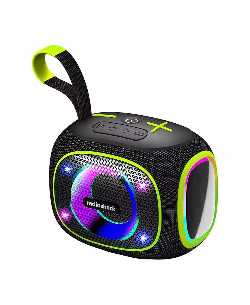 RadioShack 10W Mini Bluetooth Portable Speaker IPX5 Splashproof With FM Radio Black and Green