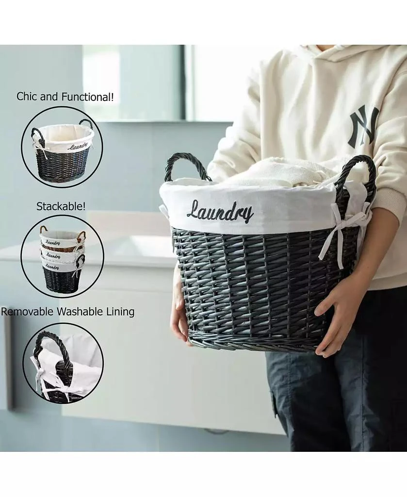 Wickerwise Handwoven Laundry Basket boho hamper with liner 
handles for clothes, blankets, towels. Perfect for bedroom, bath 
laundry room. 4