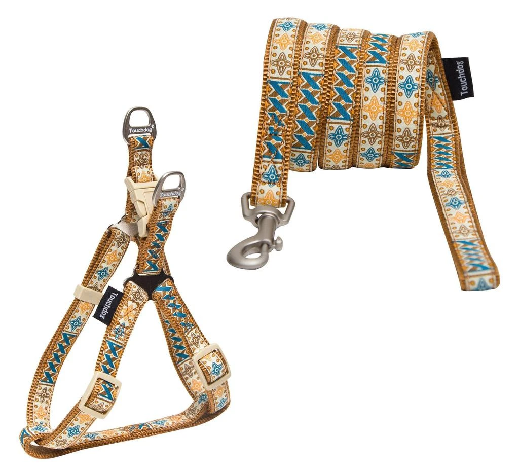 Touchdog Touchdog  'Caliber' Embroidered Designer Fashion Pet Dog Leash and Harness Combination