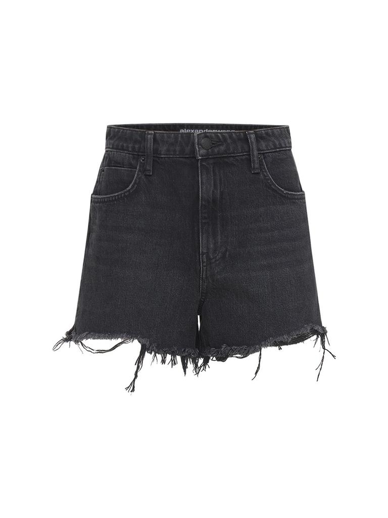 ALEXANDER WANG Cotton Denim Shorts W/ Raw Cut Hem