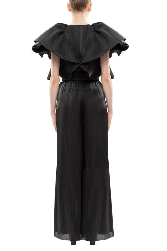 Saiid Kobeisy Deep V-Neck Ruffled Satin Bodysuit 3