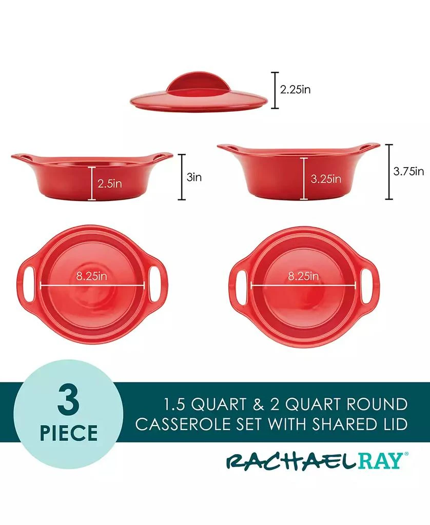 Rachael Ray 3-Pc. Ceramic Casserole Bakers Set 3
