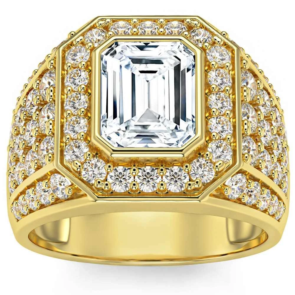 Pompeii3 3Ct Emerald Cut Diamond Men
s Ring in White, Yellow or Rose Gold Lab Grown 5