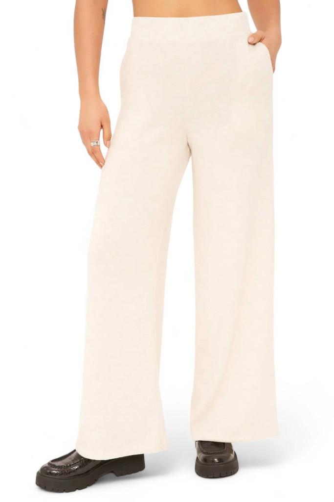 Project Social T Women's Rocky Cozy Wide Leg Pant In Oatmeal