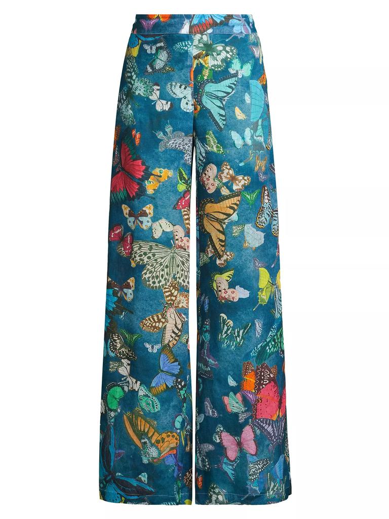 120% Lino Linen Butterfly Wide-Leg Pants