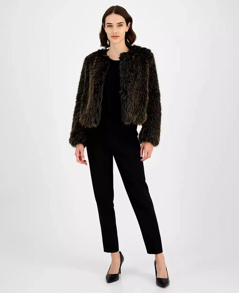 Anne Klein Petite Faux-Fur Cropped Open-Front Jacket 4