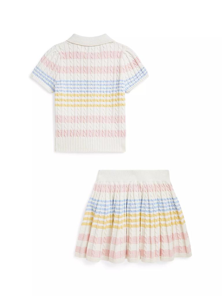 Ralph Lauren Little Girl's & Girl's 2-Piece Striped Cable-Knit Cardigan & Skirt Set