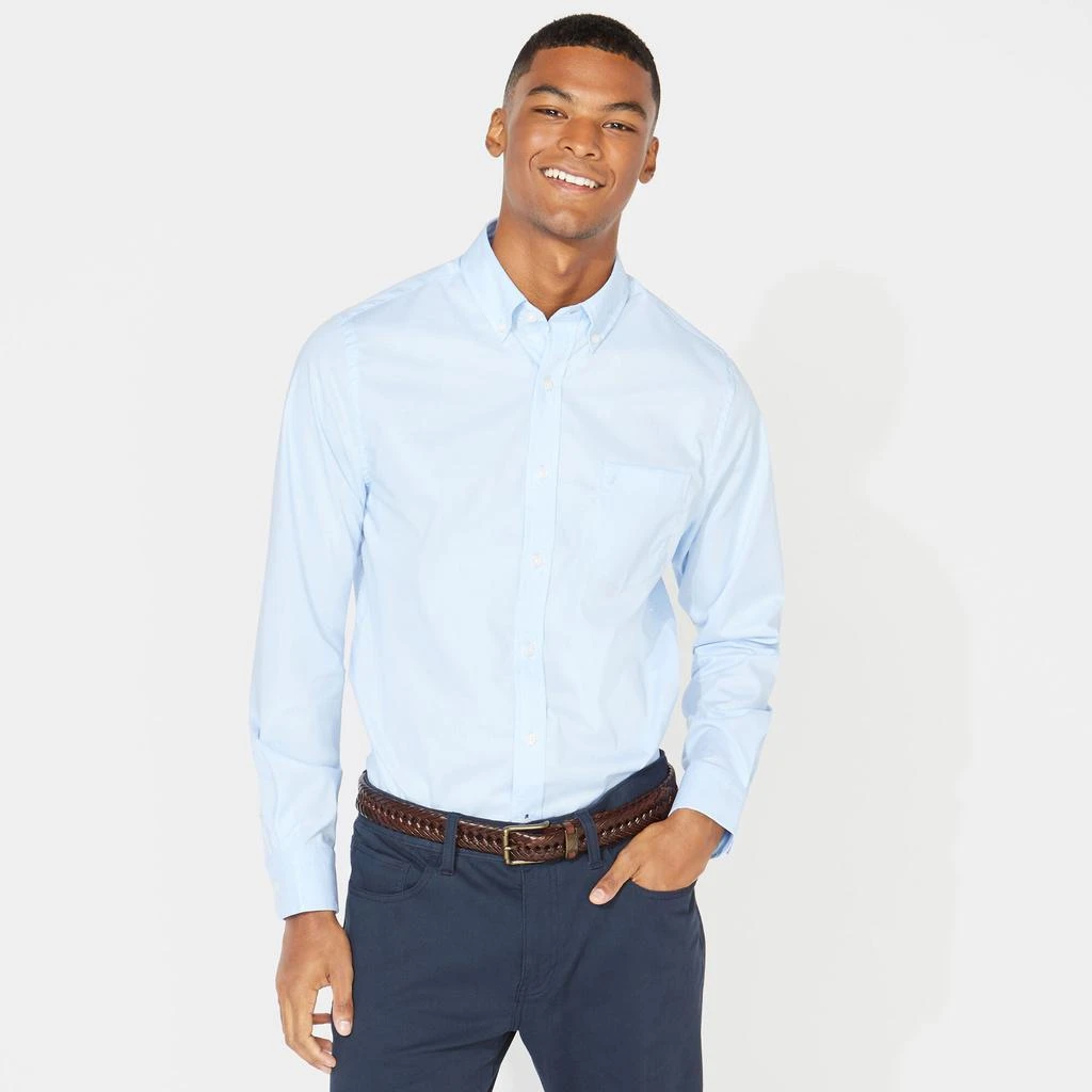 Nautica Mens Wrinkle-Resistant Wear To Work Poplin Shirt 4