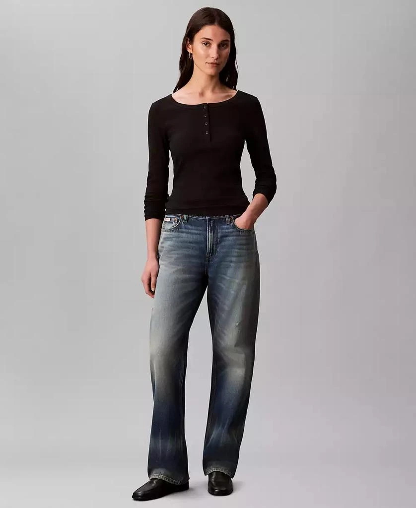 Calvin Klein Women's Long Sleeve Ribbed Knit T-Shirt 3