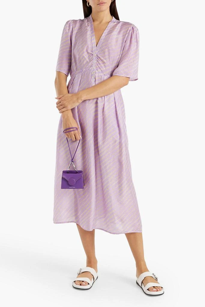 RAQUEL ALLEGRA Striped silk-twill midi dress 2