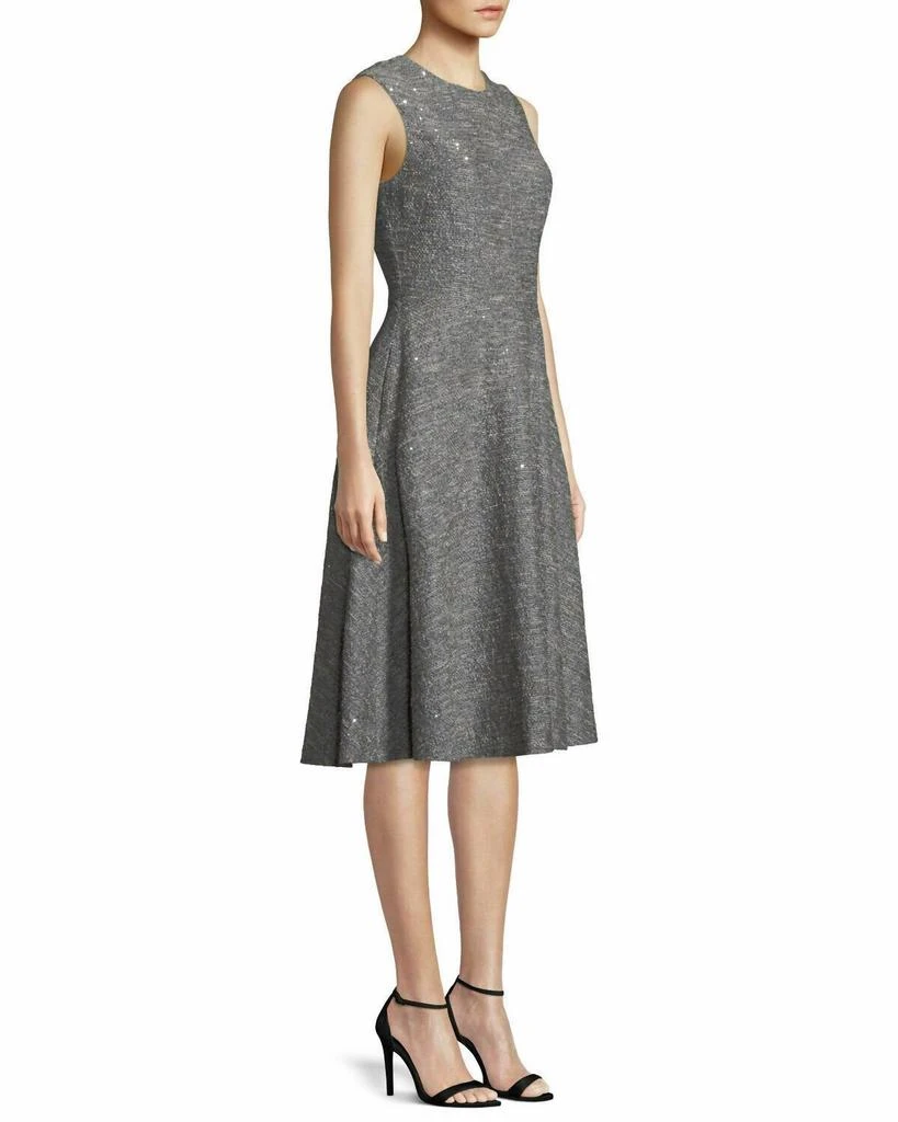 LELA ROSE Lela Rose - Sequin Sleeveless Seamed Fit & Flare Twill Midi Dress 3