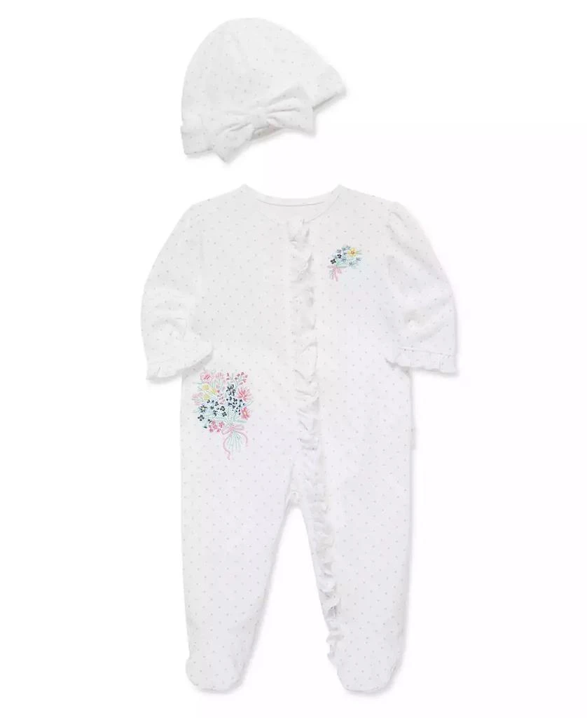 Little Me Baby Girls
 Bouquet Printed Footie with Hat 3