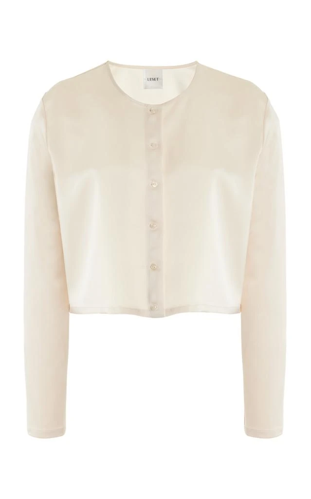 Leset Leset - Barb Satin Cardigan - Neutral - L - Moda Operandi 1