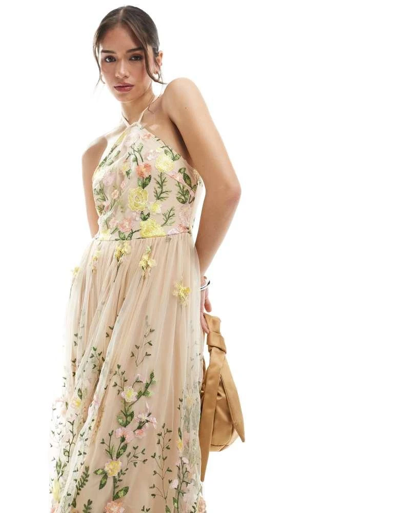 Maya Maya Floral halter neck maxi dress in multi 2