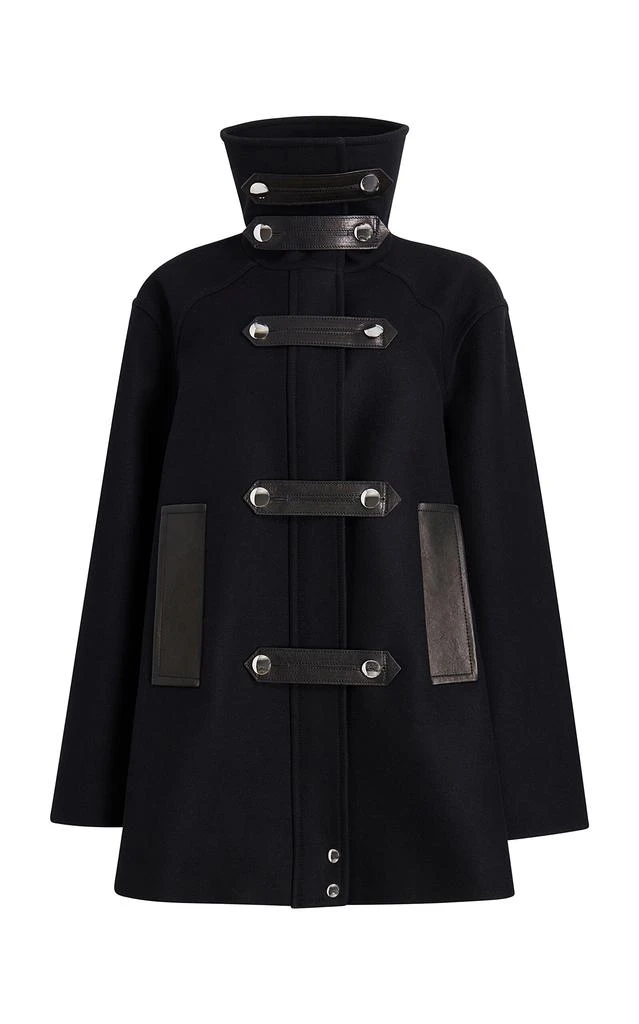 Khaite Khaite - Melbo Leather-Trimmed Wool Coat - Black - US 6 - Moda Operandi 1
