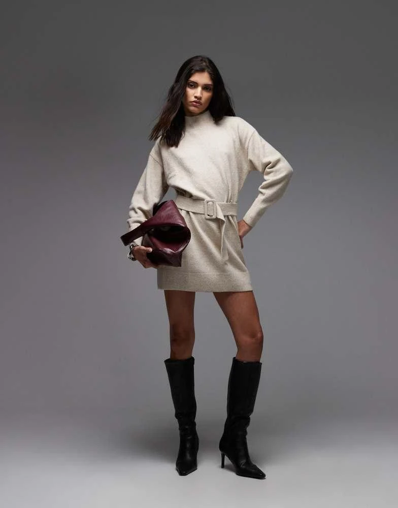 other stories knitted dress Long-Sleeve Rib-Knit Mini Dress - Gold