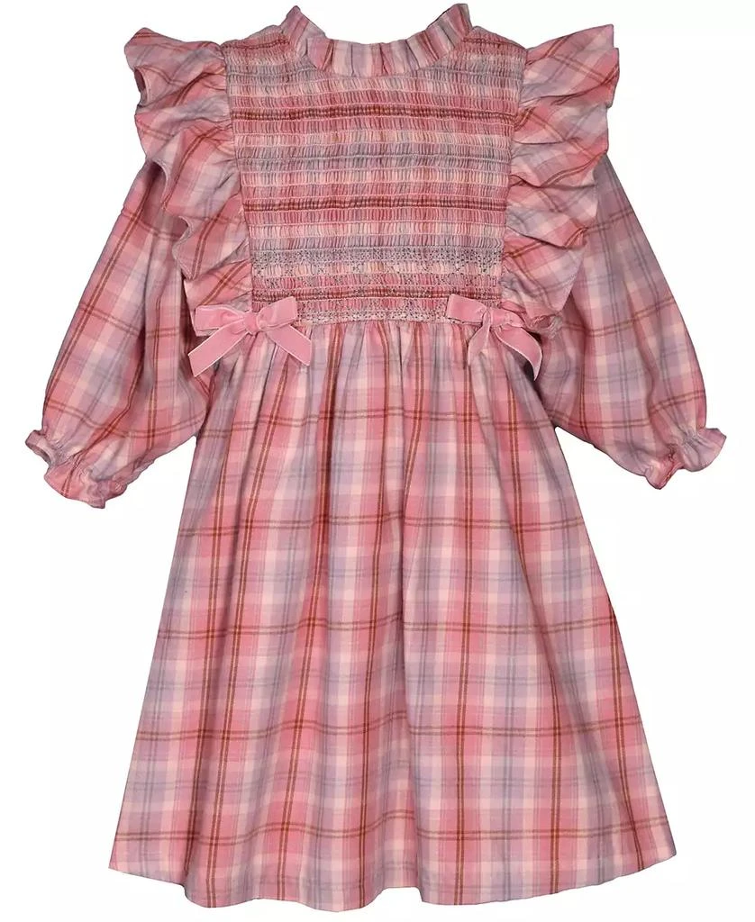 Bonnie Jean Little Girls Pinafore Ruffled Plaid Smocked Dress 1