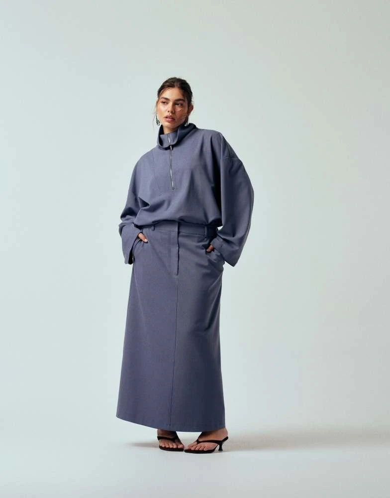 ASOS ASOS DESIGN Curve tailored funnel neck jacket in blue co ord 2