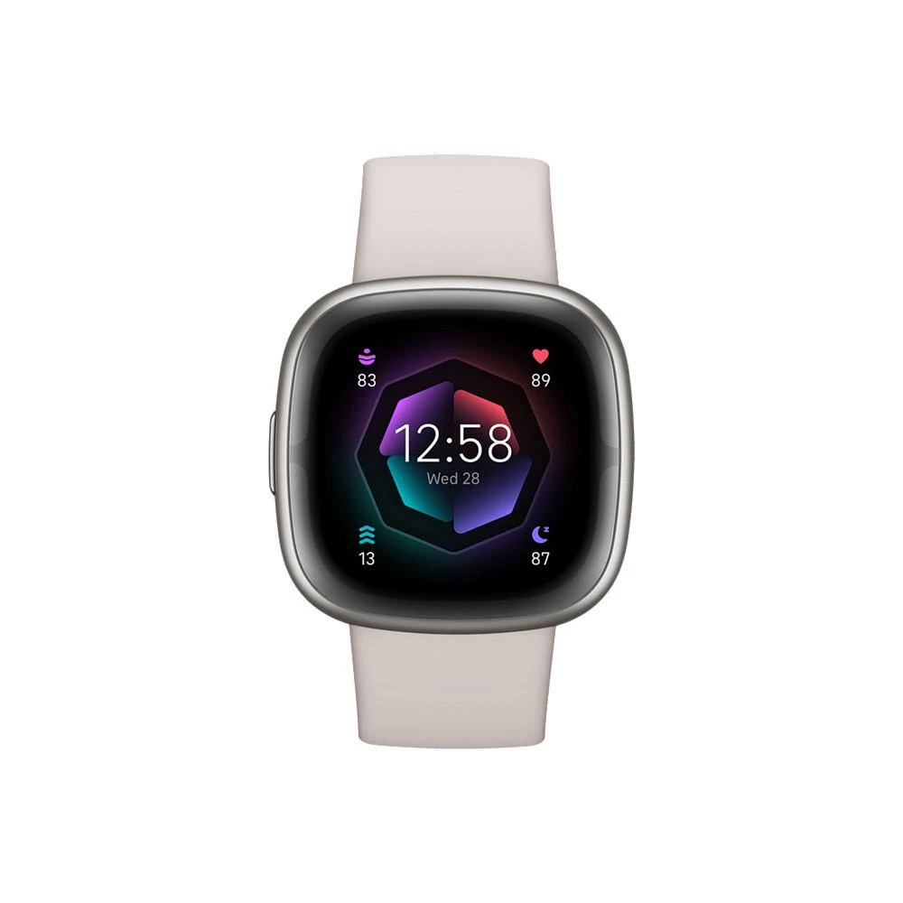 Fitbit Sense 2 Lunar White Platinum Smartwatch, 39mm