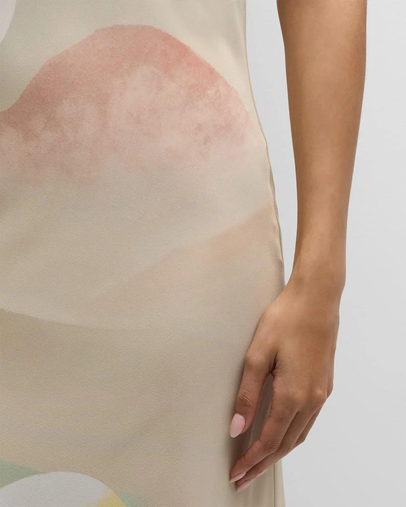 OLIVIA VON HALLE Olympia Landscape-Print Silk Slip Dress 6
